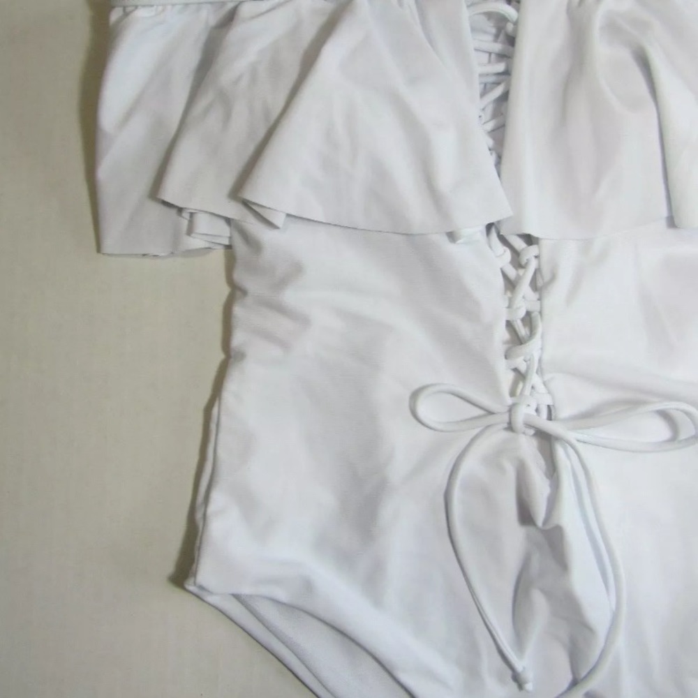 Bali White Women's Swimsuit Padded Lace up. - Picture 7 of 11